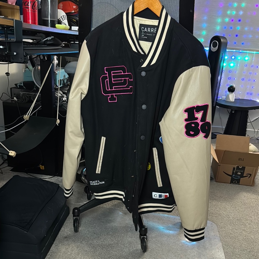 Black and Cream Varsity Jacket